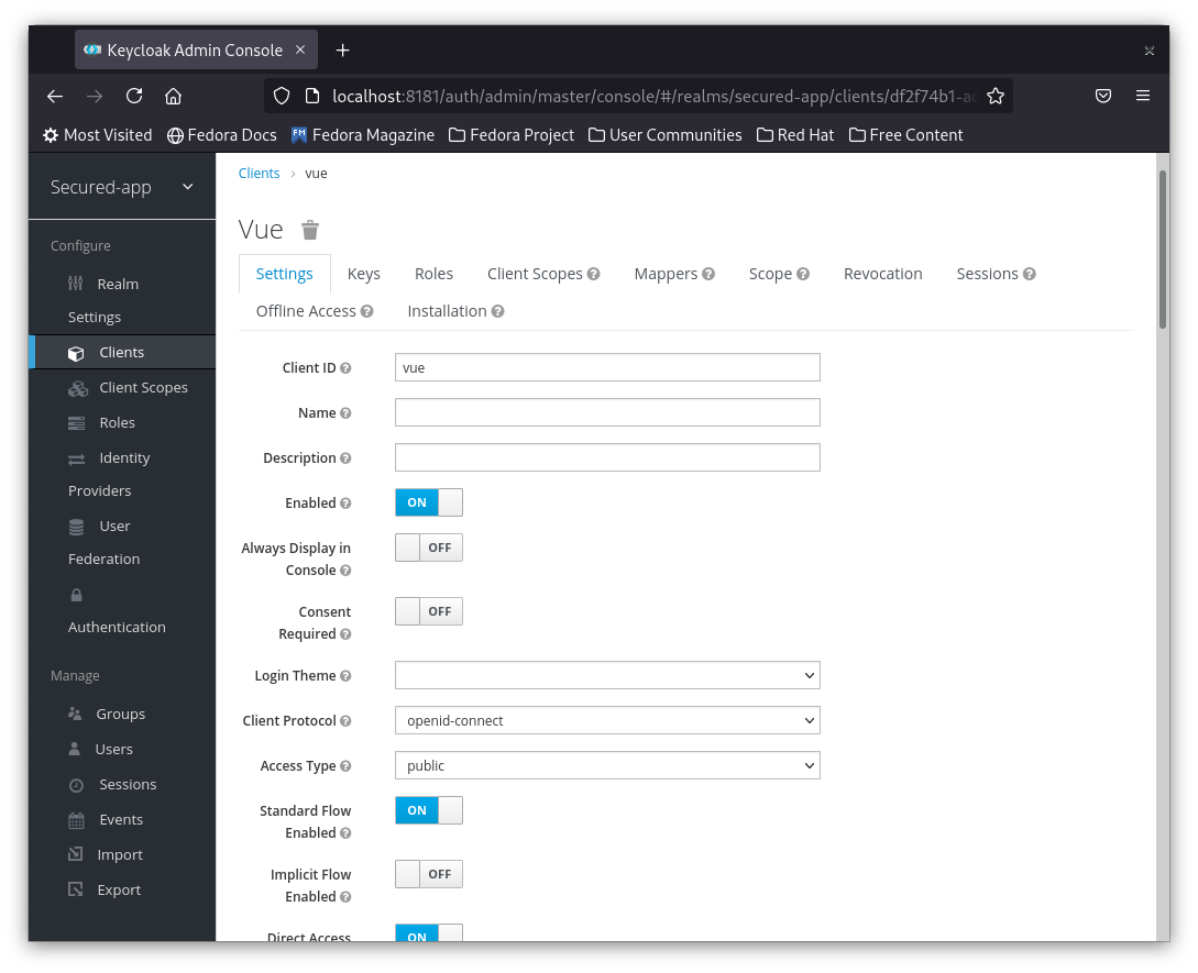 Vue Client Settings